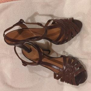 Brown Tahari T-strap Heels